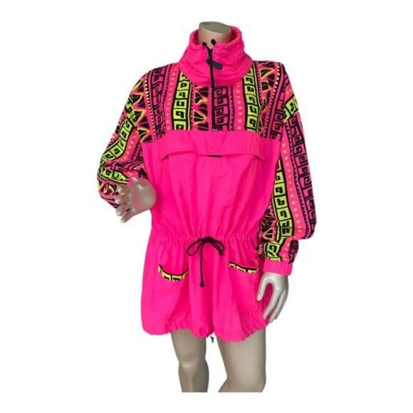 Vintage 80s/90s Shell Shock Neon Pink Windbreaker - Picture 1 of 7